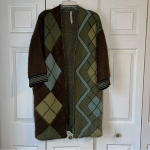 Antonio Marras cardigan sweater multicolor size small silver metallic trim